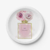 Florence Mode Perfume Flaconroze Roses Glam Papieren Bordje (Voorkant)
