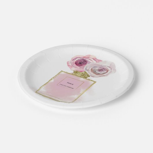 Florence Mode Perfume Flaconroze Roses Glam Papieren Bordje (Gekanteld)