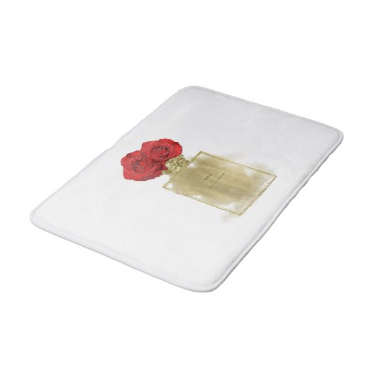 Florence Mode Perfume Fles Red Roses Gold Glam Badmat (Gekanteld)