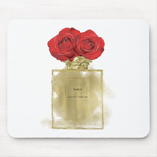 Florence Mode Perfume Fles Red Roses Gold Glam Muismat (Voorkant)