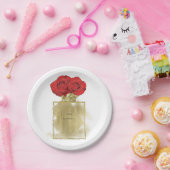 Florence Mode Perfume Fles Red Roses Gold Glam Papieren Bordje (Feest)