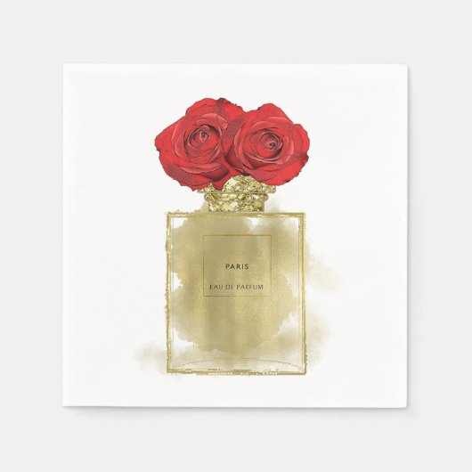 Florence Mode Perfume Fles Red Roses Gold Glam Servet (Voorkant)