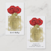 Florence Mode Perfume Fles Red Roses Gold Glam Visitekaartje (Voorkant / Achterkant)