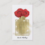 Florence Mode Perfume Fles Red Roses Gold Glam Visitekaartje (Voorkant)