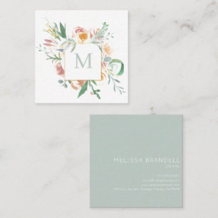 Florence-monogram voor zachte Waterverf  Vierkante Visitekaartje