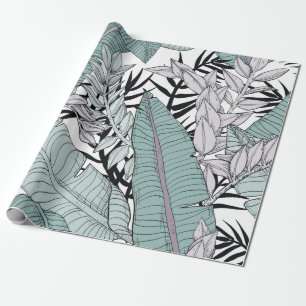 Florence naadloos bladeren patroon met tropisch pl cadeaupapier