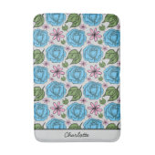 Florence naadloos patroon blauw en roze gepersonal badmat (Voorkant Verticaal)