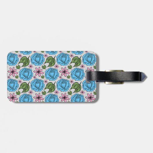 Florence naadloos patroon blauw en roze gepersonal bagagelabel (Achterkant horizontaal)