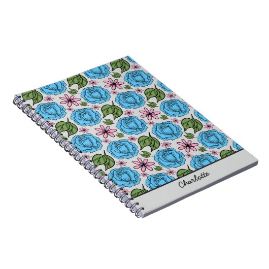 Florence naadloos patroon blauw en roze gepersonal notitieboek (Rechterzijde)