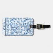 Florence naadloos patroon blauw wit gepersonalisee bagagelabel (Voorkant horizontaal)