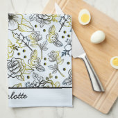 Florence naadloos patroon grote bloesem op maat theedoek (Quarter Fold)