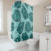 Florence naadloos patroon met bladeren. tropische  douchegordijn (In situ)