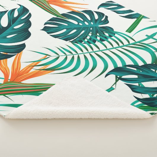 Florence naadloos patroon met bladeren. tropische  sherpa deken (3/4)