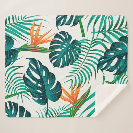 Florence naadloos patroon met bladeren. tropische  sherpa deken (Voorkant (horizontaal))