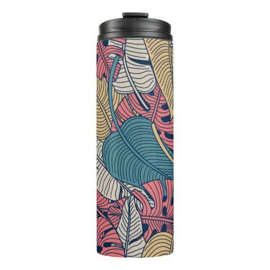 Florence naadloos patroon met bladeren. tropische  thermosbeker (Voorkant)