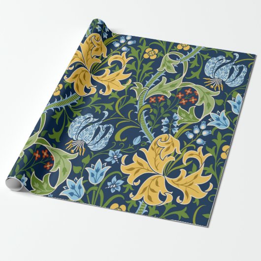 Florence naadloos patroon met grote bloemen, lily cadeaupapier (Uitgerold)