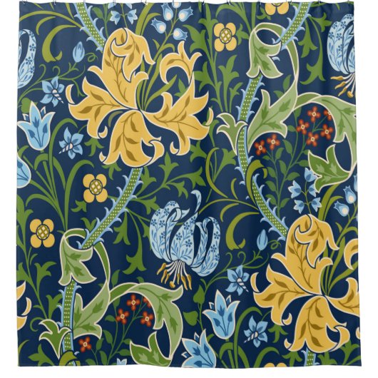 Florence naadloos patroon met grote bloemen, lily  douchegordijn (Voorkant)