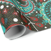 Florence naadloos patroon met paisleyelementen cadeaupapier (Rol Hoek)