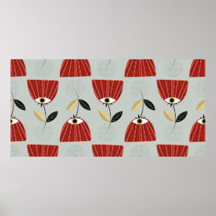 Florence naadloos patroon met witte rode bloemen poster