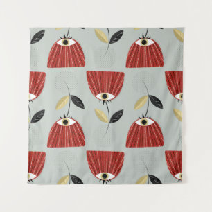 Florence naadloos patroon met witte rode bloemen wandkleed