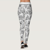 Florence naadloos patroon zwart-wit op maat leggings (Achterkant)