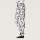 Florence naadloos patroon zwart-wit op maat leggings (Links)