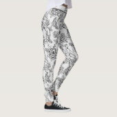 Florence naadloos patroon zwart-wit op maat leggings (Rechts)