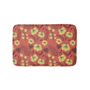 Florence naadloze bloemen, geel en rood badmat