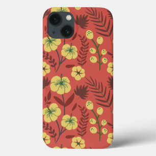 Florence naadloze bloemen, geel en rood Case-Mate iPhone case