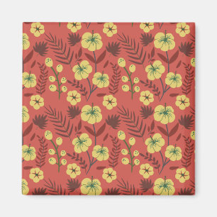 Florence naadloze bloemen, geel en rood magneet