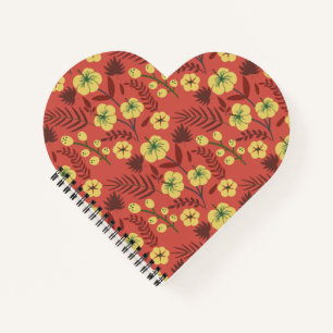 Florence naadloze bloemen, geel en rood notitieboek