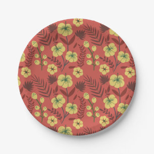Florence naadloze bloemen, geel en rood papieren bordje