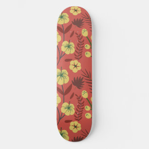 Florence naadloze bloemen, geel en rood persoonlijk skateboard