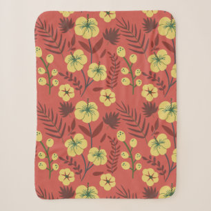 Florence naadloze bloemen, geel en rood sherpa deken
