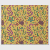Florence naadloze gele bloemen en bladeren cadeaupapier (Vlak)