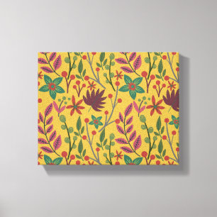 Florence naadloze gele bloemen en bladeren canvas afdruk