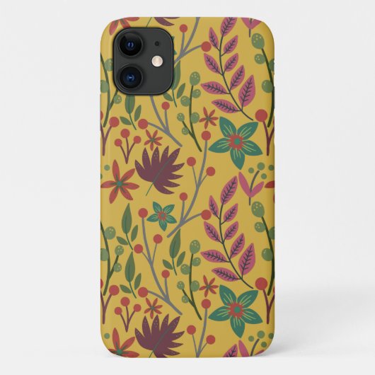 Florence naadloze gele bloemen en bladeren Case-Mate iPhone case (Achterkant)