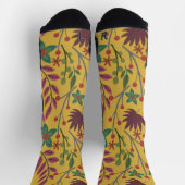 Florence naadloze gele bloemen en bladeren sokken (Top)