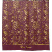 Florence naadloze gouden bloemen, gepersonaliseerd douchegordijn (Voorkant)