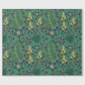 Florence naadloze patroonbloemen groene achtergron cadeaupapier (Vlak)