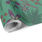 Florence naadloze patroonbloemen groene achtergron cadeaupapier (Rol Hoek)