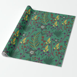Florence naadloze patroonbloemen groene achtergron cadeaupapier