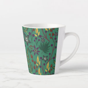 Florence naadloze patroonbloemen groene achtergron latte mok