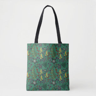 Florence naadloze patroonbloemen groene achtergron tote bag