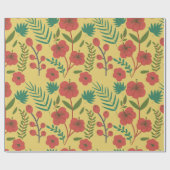 Florence naadloze rode gele bloemen cadeaupapier (Vlak)