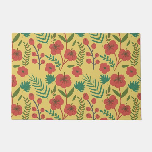 Florence naadloze rode gele bloemen deurmat (Voorkant)
