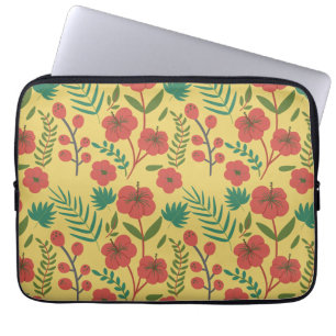 Florence naadloze rode gele bloemen laptop sleeve