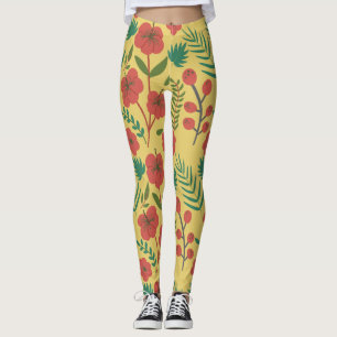 Florence naadloze rode gele bloemen leggings