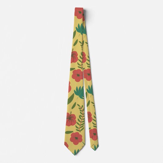 Florence naadloze rode gele bloemen stropdas (Voorkant)