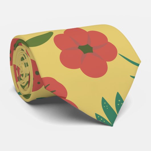 Florence naadloze rode gele bloemen stropdas (Opgerold)